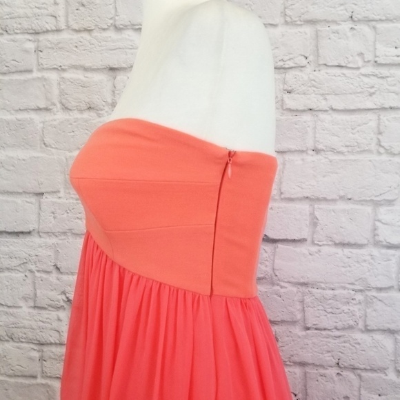 Diane Von Furstenberg coral strapless chiffon short dress women's size 2 Y2K - Picture 4 of 9